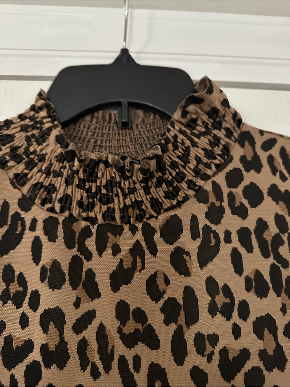 ZARA Leopard Animal Print Jacquard Short Sleeves High Mock Neck Dress Small - Picture 5 of 9